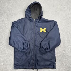 VTG Team Pride Michigan Wolverines Reversible Jacket Men Large Blue Grey Fleece